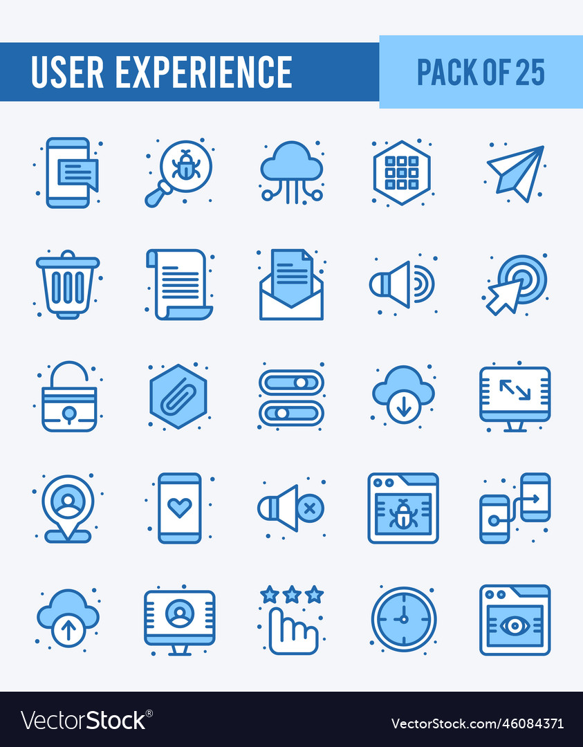 25 user experience two color icons pack Royalty Free Vector