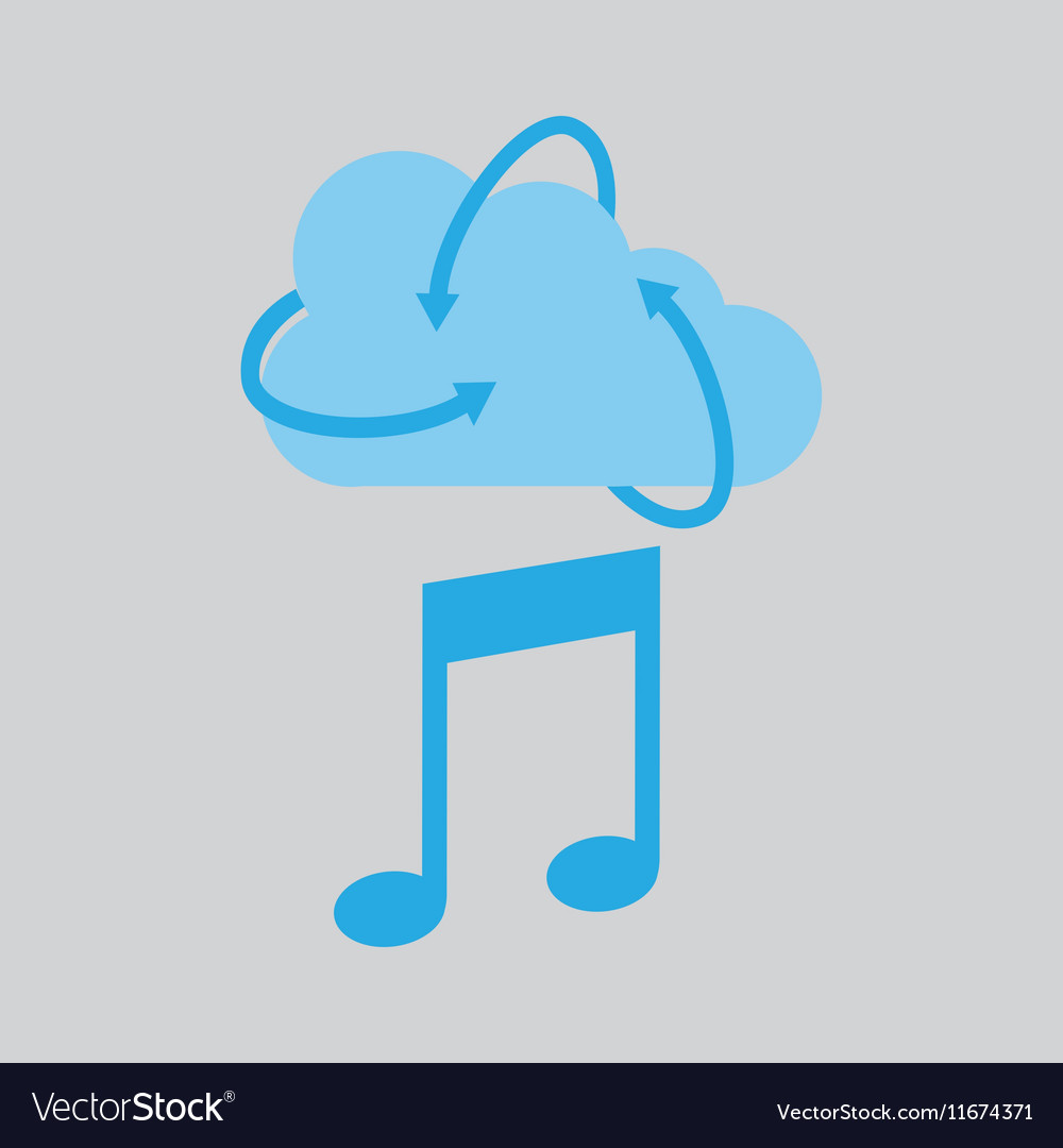 Cloud technology media music note icon