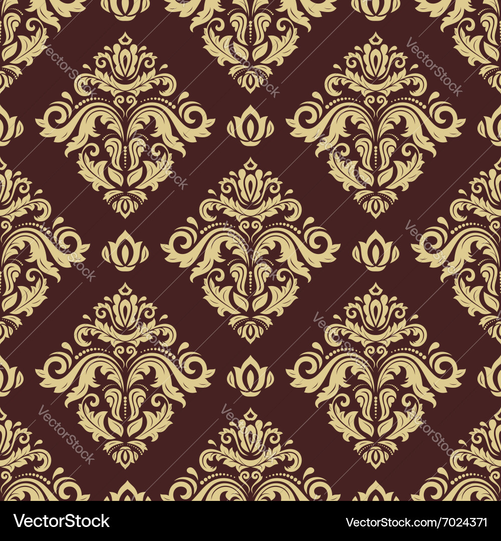 Damask seamless golden pattern Royalty Free Vector Image