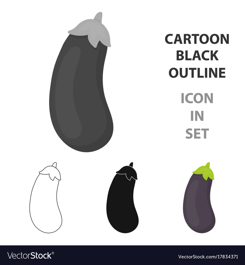 Eggplant icon cartoon singe vegetables from