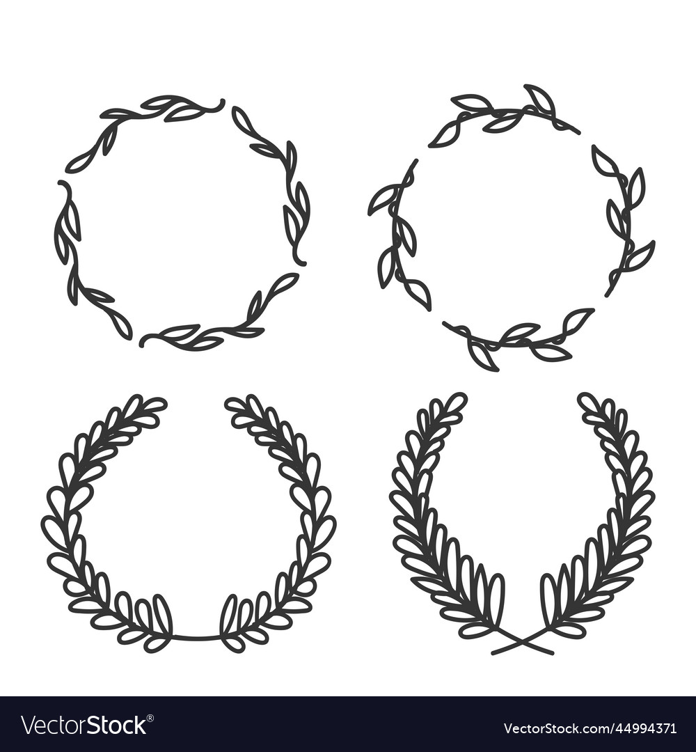 Hand drawn doodle black laurels wreath frames Vector Image