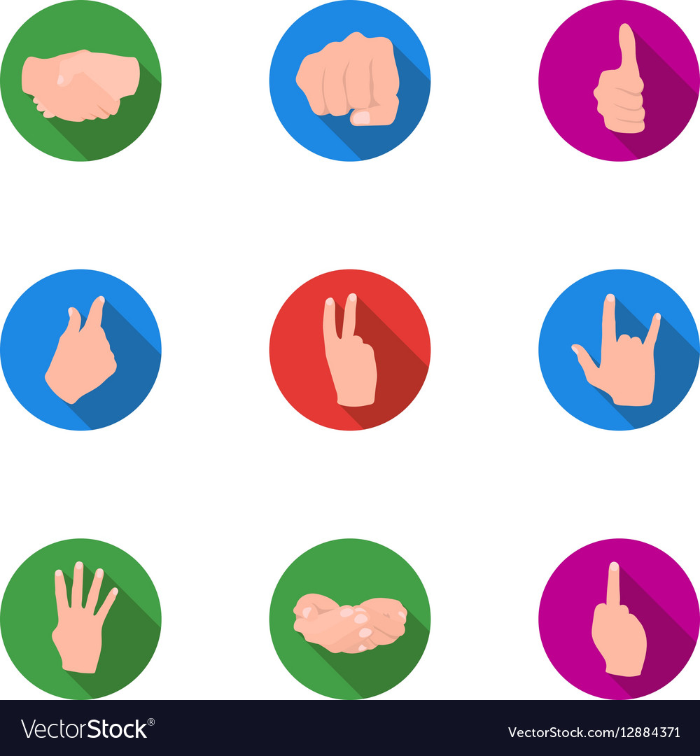 Hand gestures set icons in flat style big Vector Image