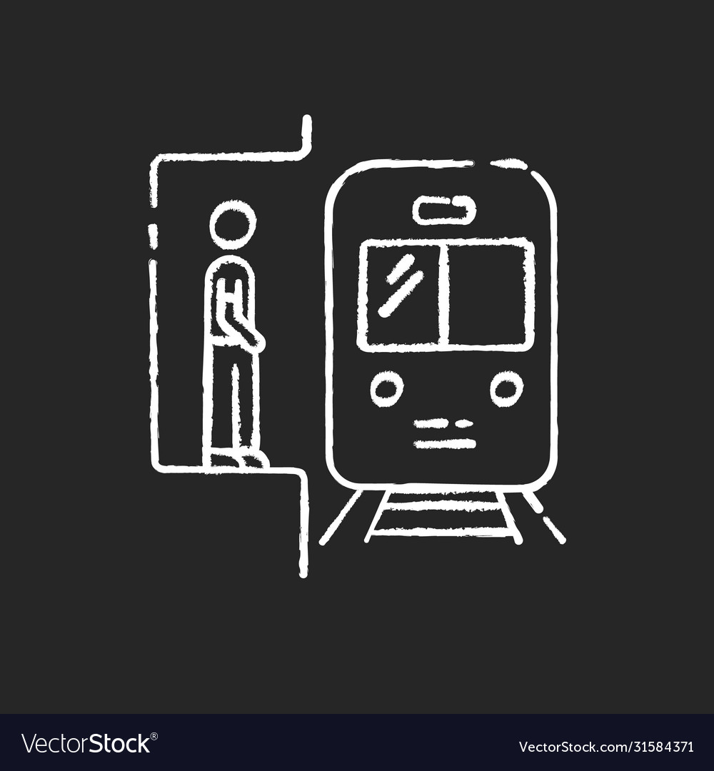 Subway chalk white icon on black background Vector Image