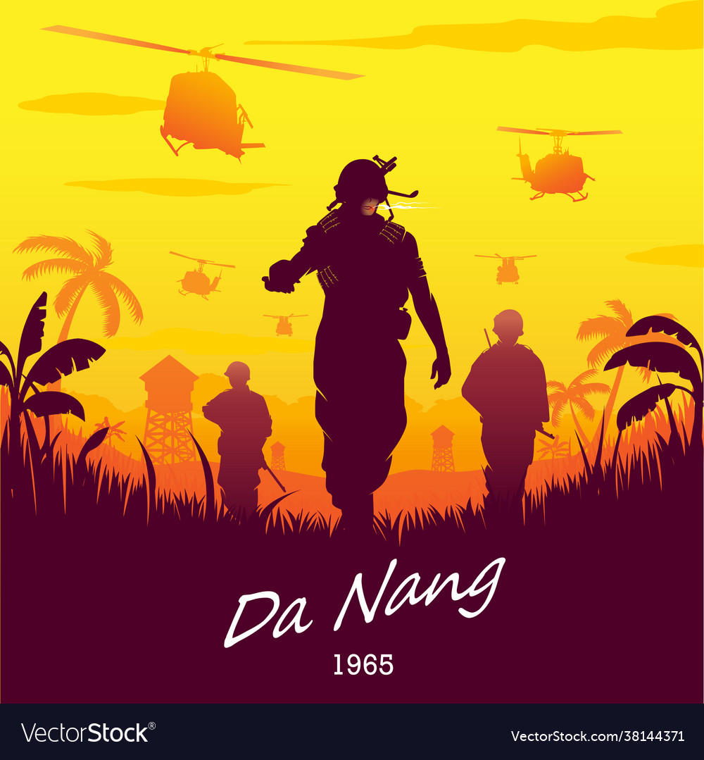 Vietnam war da nang 1965 Royalty Free Vector Image