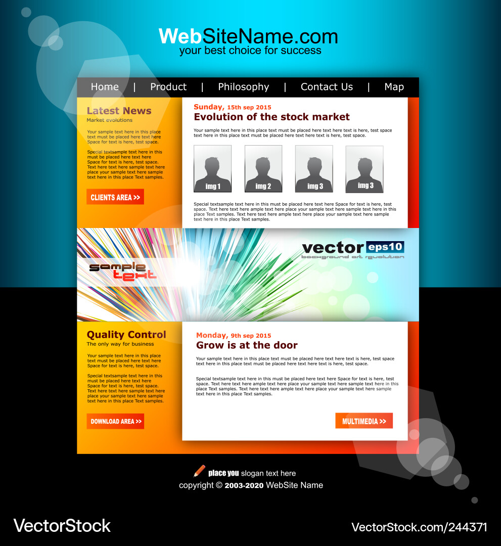 Website template Royalty Free Vector Image - VectorStock