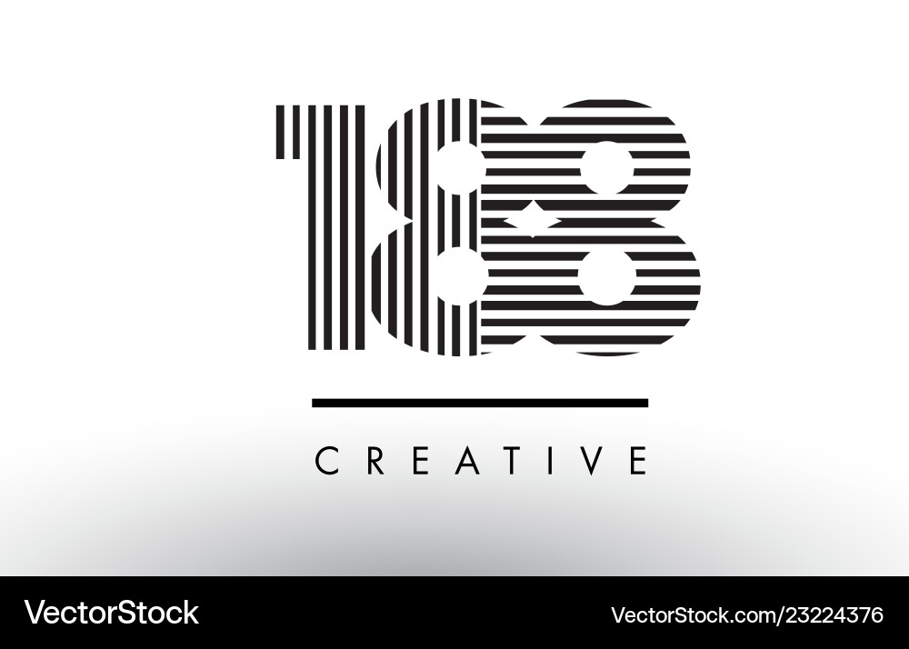 188 black and white lines number logo design Vector Image