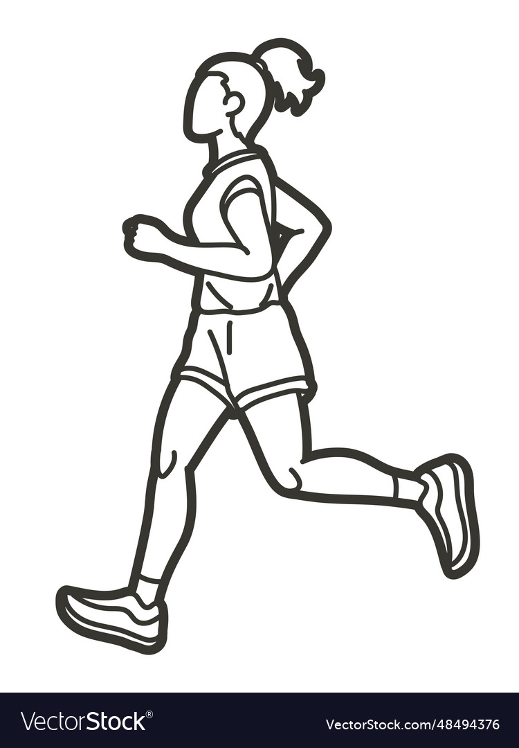 A woman start running action marathon runner Vector Image