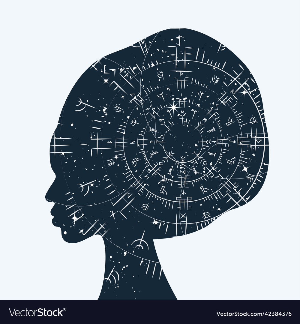 African woman with north night sky vector image African woman with north night sky