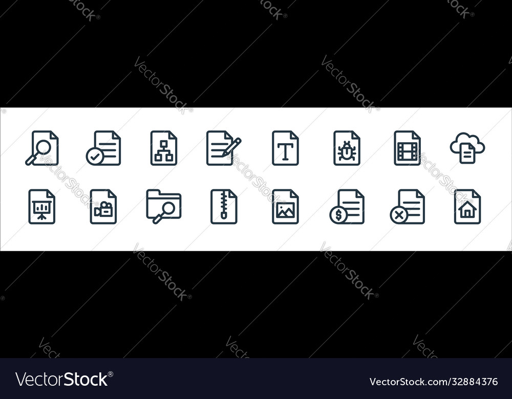 Document and files line icons linear set quality vector image Document and files line icons linear set quality