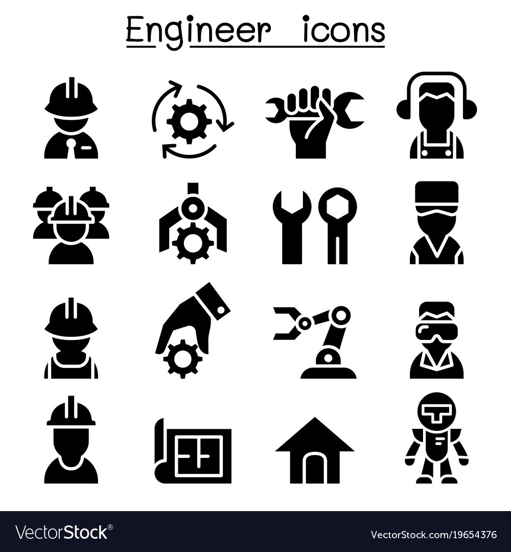 Engineer Icon Set Royalty Free Vector Image VectorStock