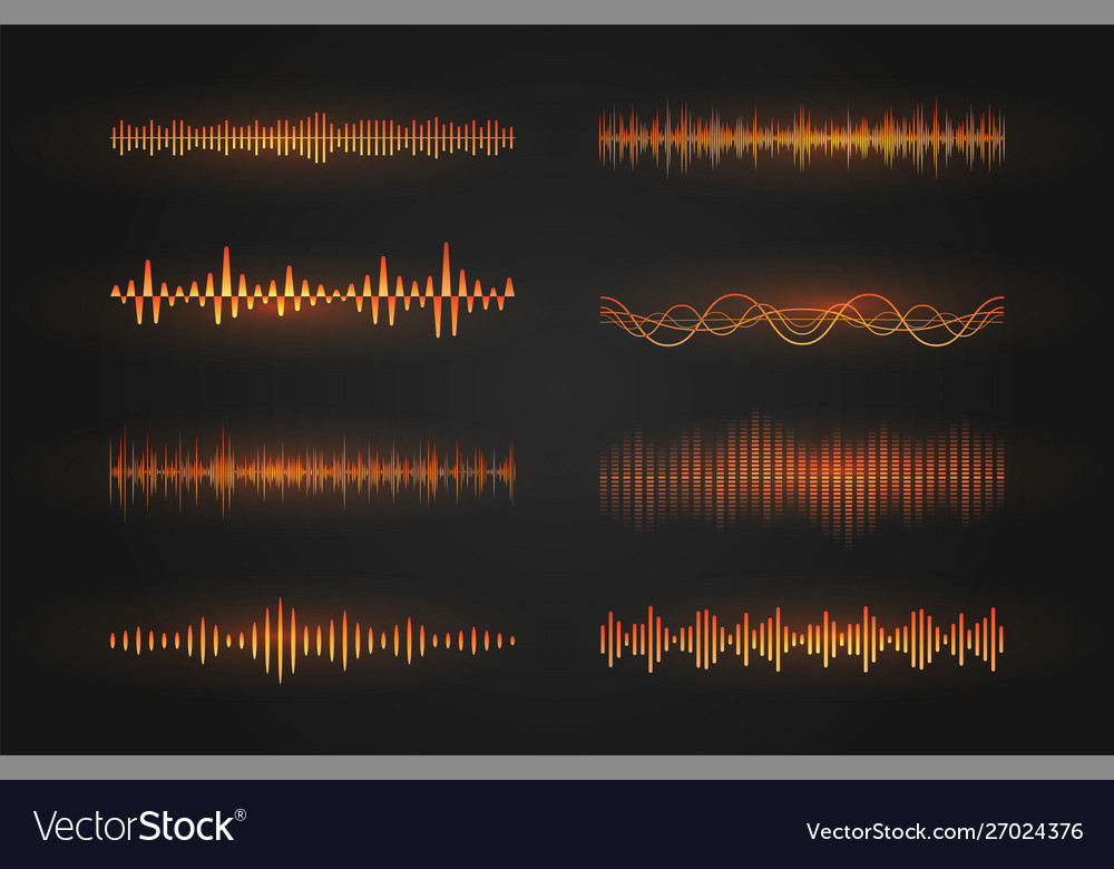 Equalizer waves on black background realistic set