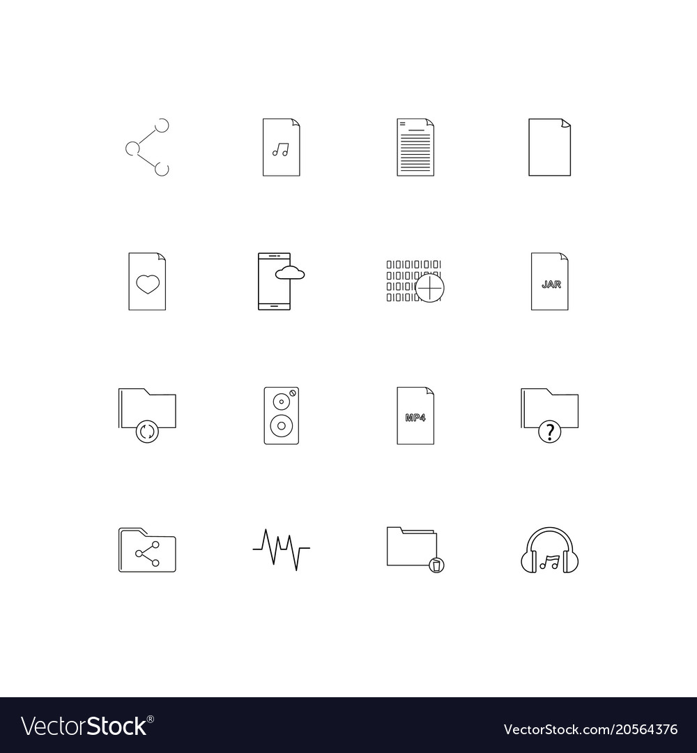 Files and folders sign simple linear icons set