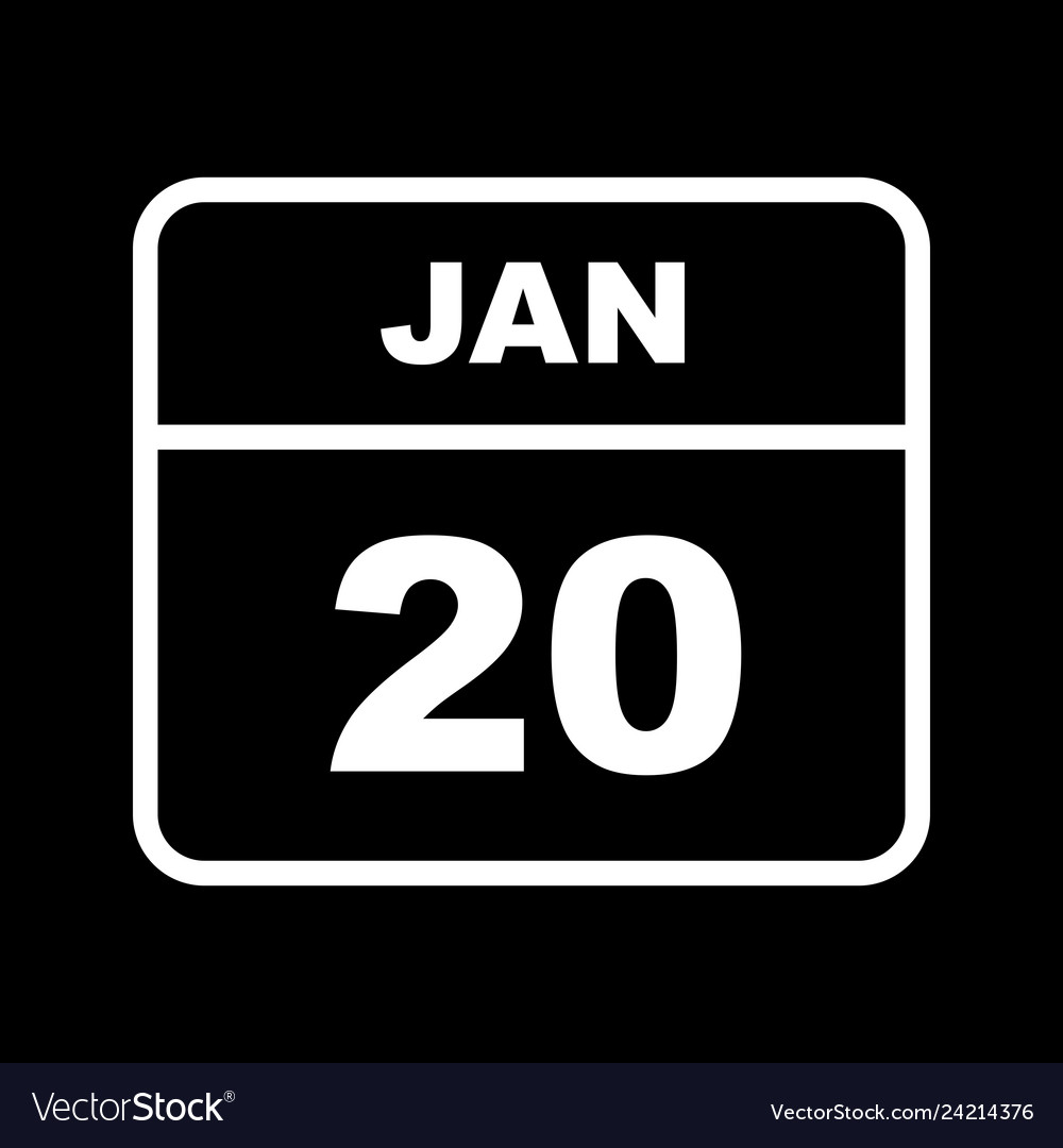 January 20th date on a single day calendar