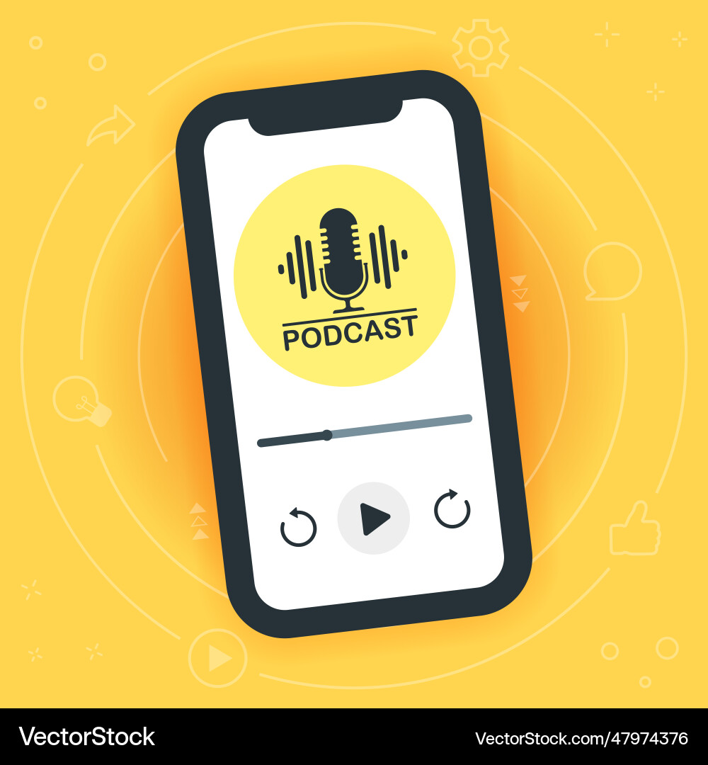 Mobile smartphone with podcast logo on the screen Vector Image