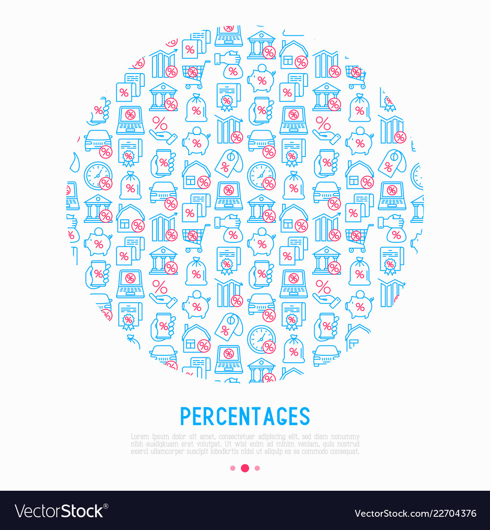 Percentages concept in circle with thin line icon