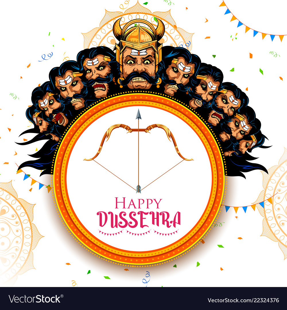 Ravana with ten heads for navratri festival of Vector Image