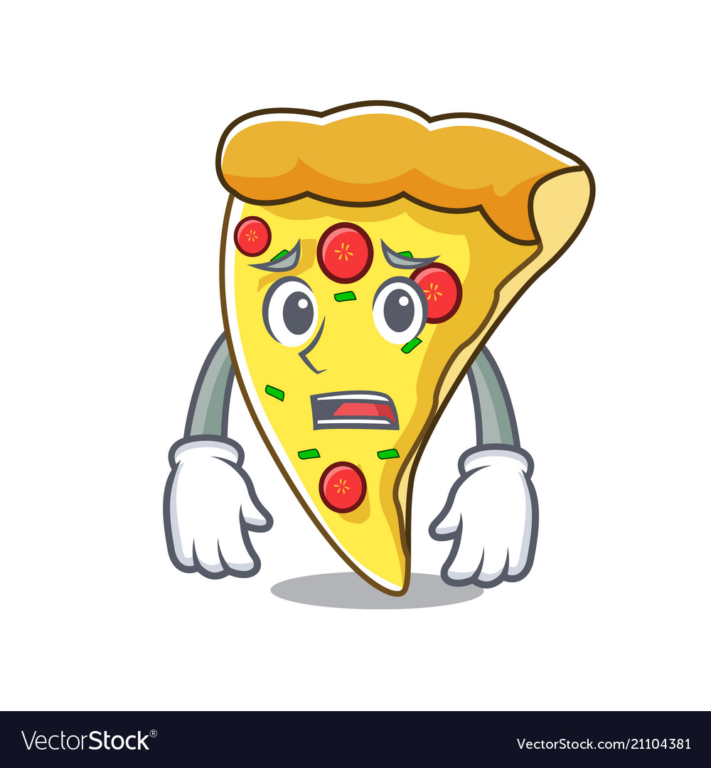 Afraid pizza slice mascot cartoon Royalty Free Vector Image