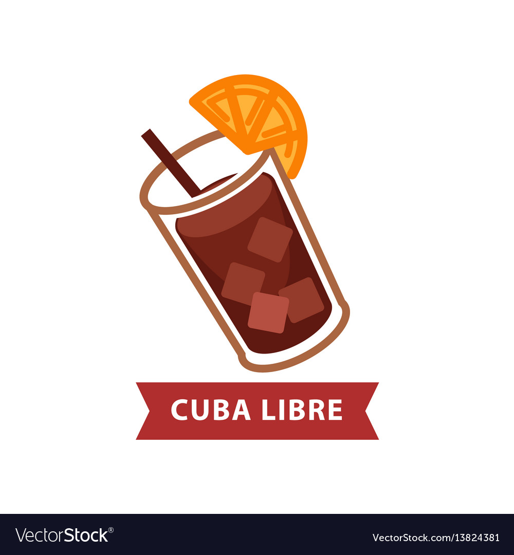 Alcoholic beverage cuba libre with drinking straw Vector Image