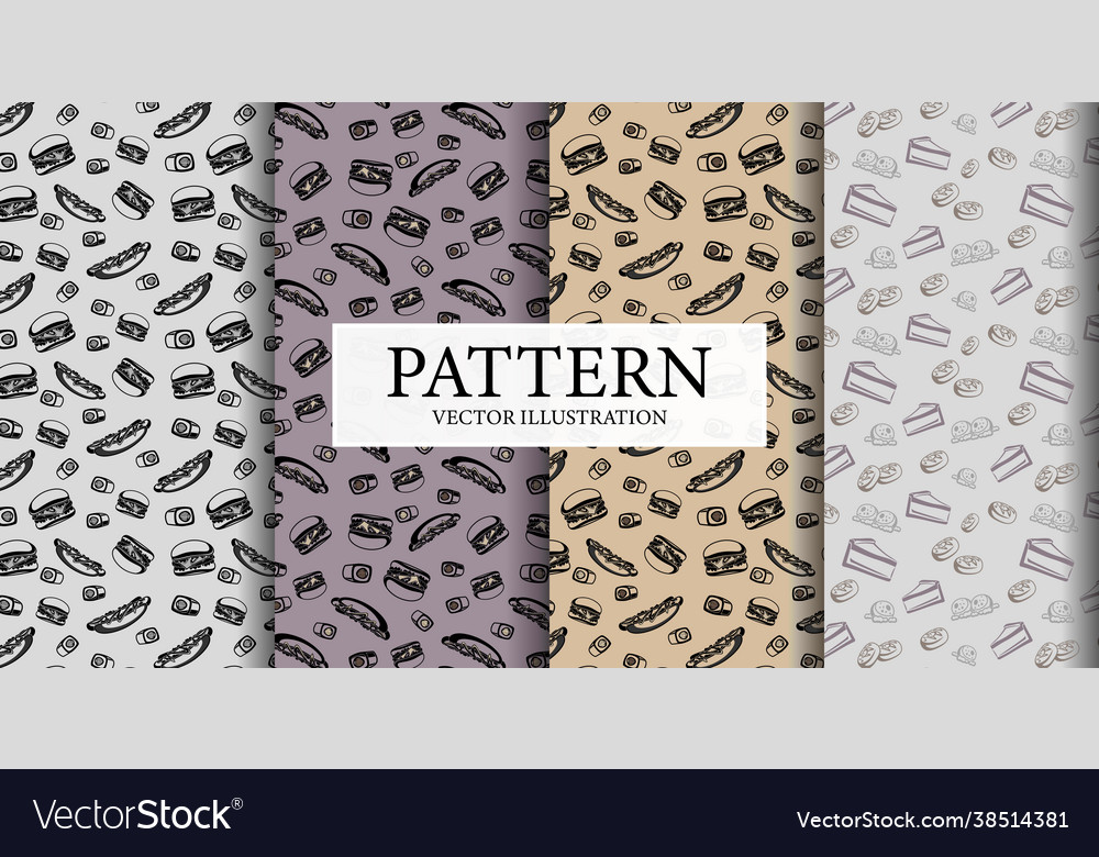 Assembly seamless patterns different food from