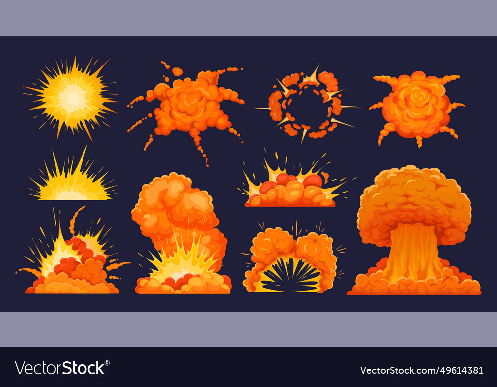 Bomb explosion cartoon dynamite explosions effect Vector Image