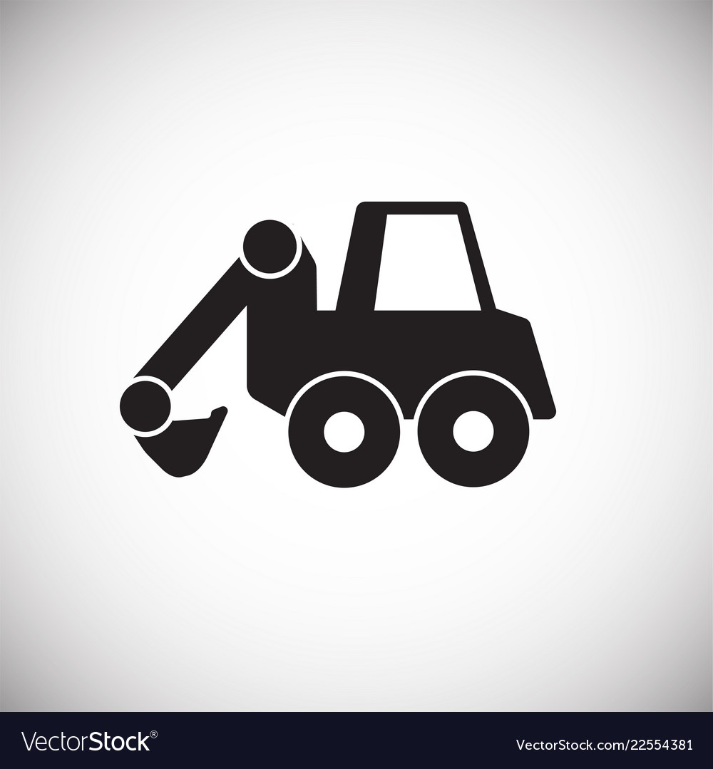 Construction truck excavator on white background