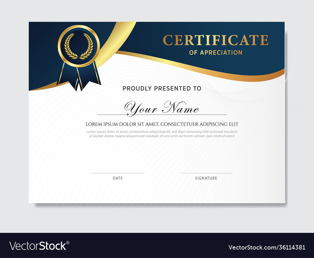 Creative certificate appreciation award Royalty Free Vector