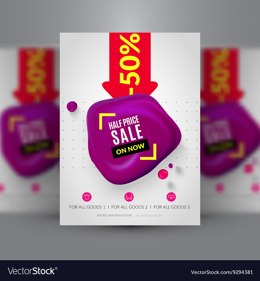 flyer template for half price sale royalty free vector image