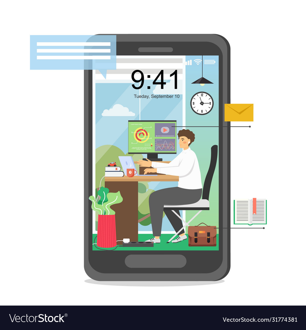 Freelance remote work concept flat