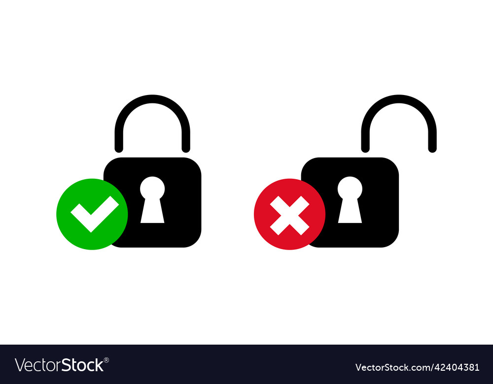 Locked and unlocked padlock icons Royalty Free Vector Image