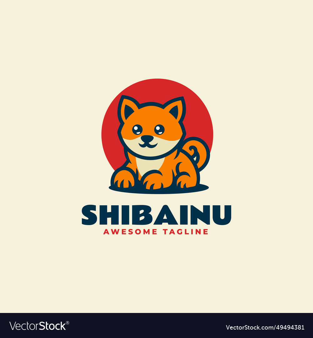 Logo shiba inu mascot cartoon style Royalty Free Vector