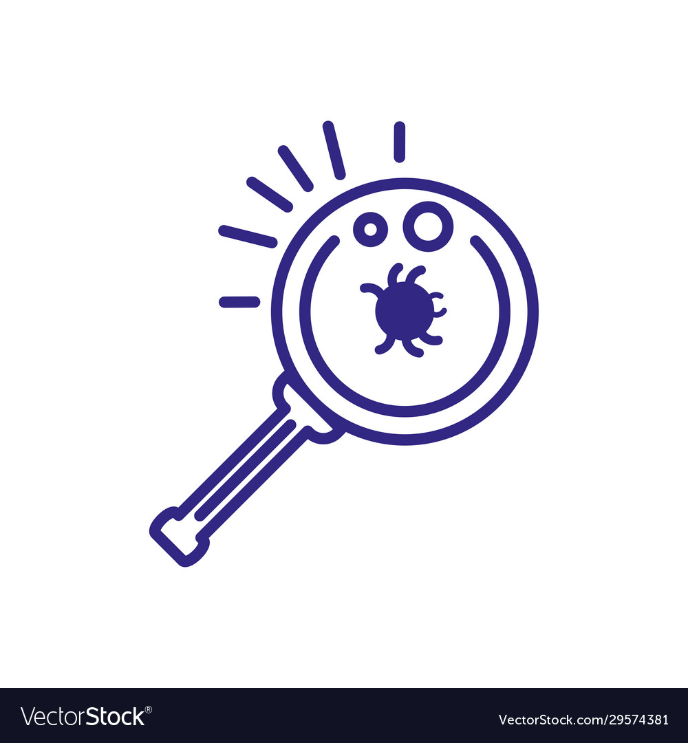 Magnifying glass with bug icon line detail style Vector Image