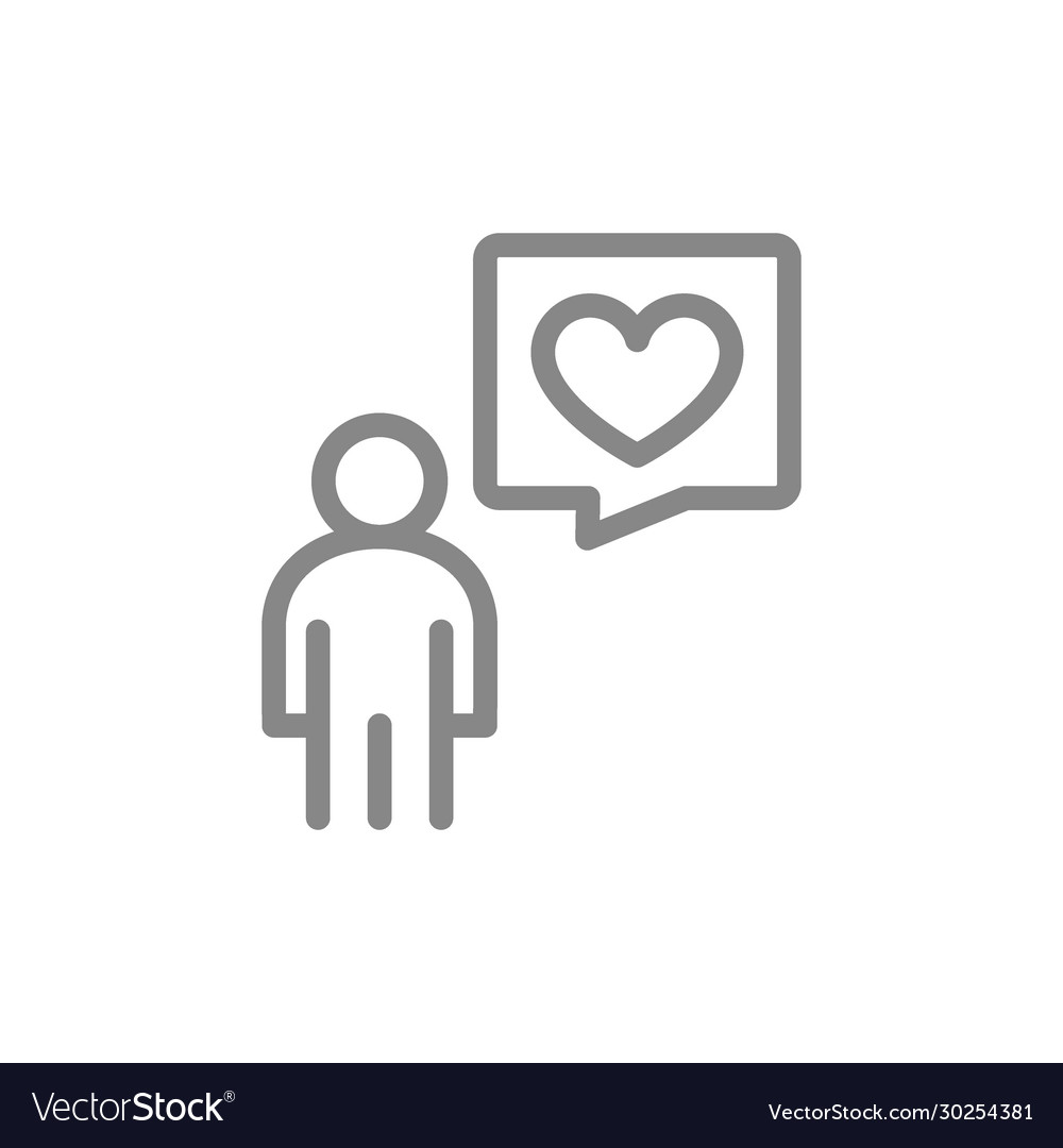 Man with heart in speech bubble line icon