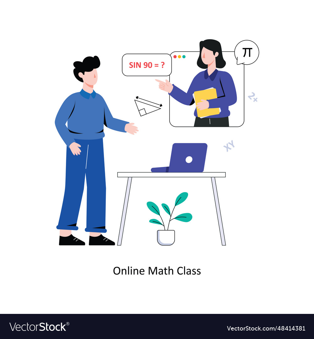 Online math class flat style design Royalty Free Vector