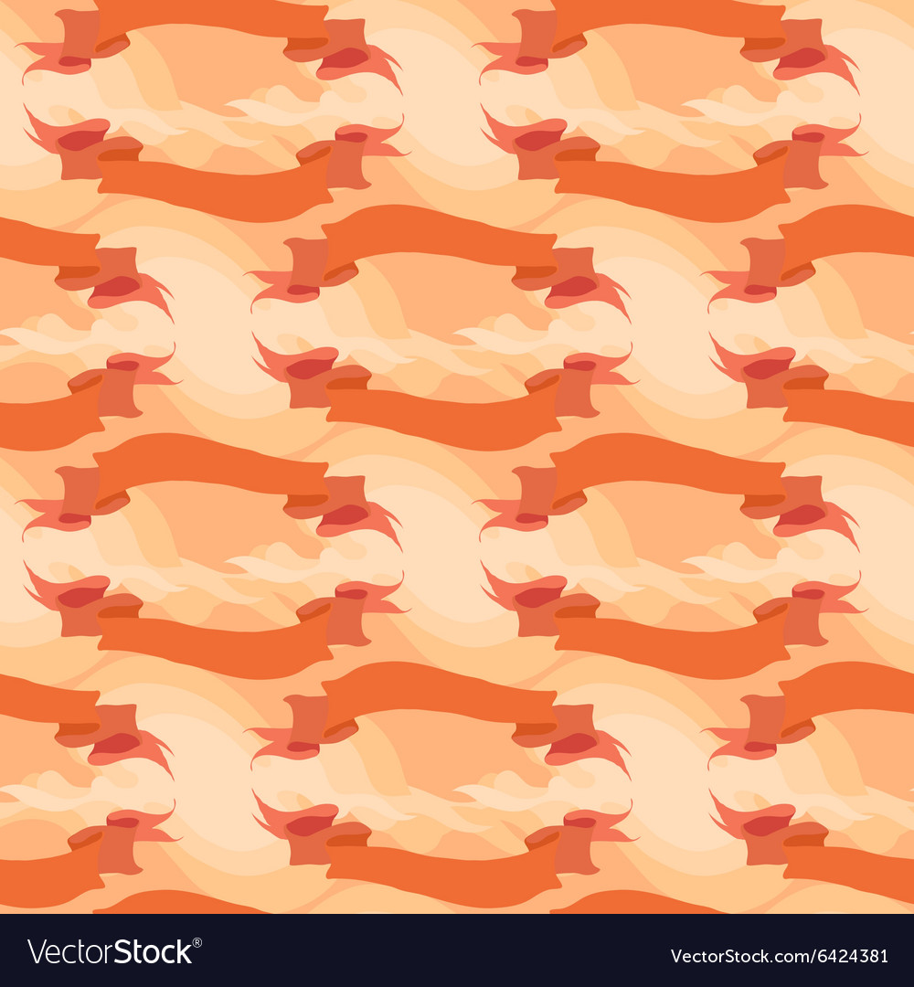 Orange ribbons seamless pattern on cream