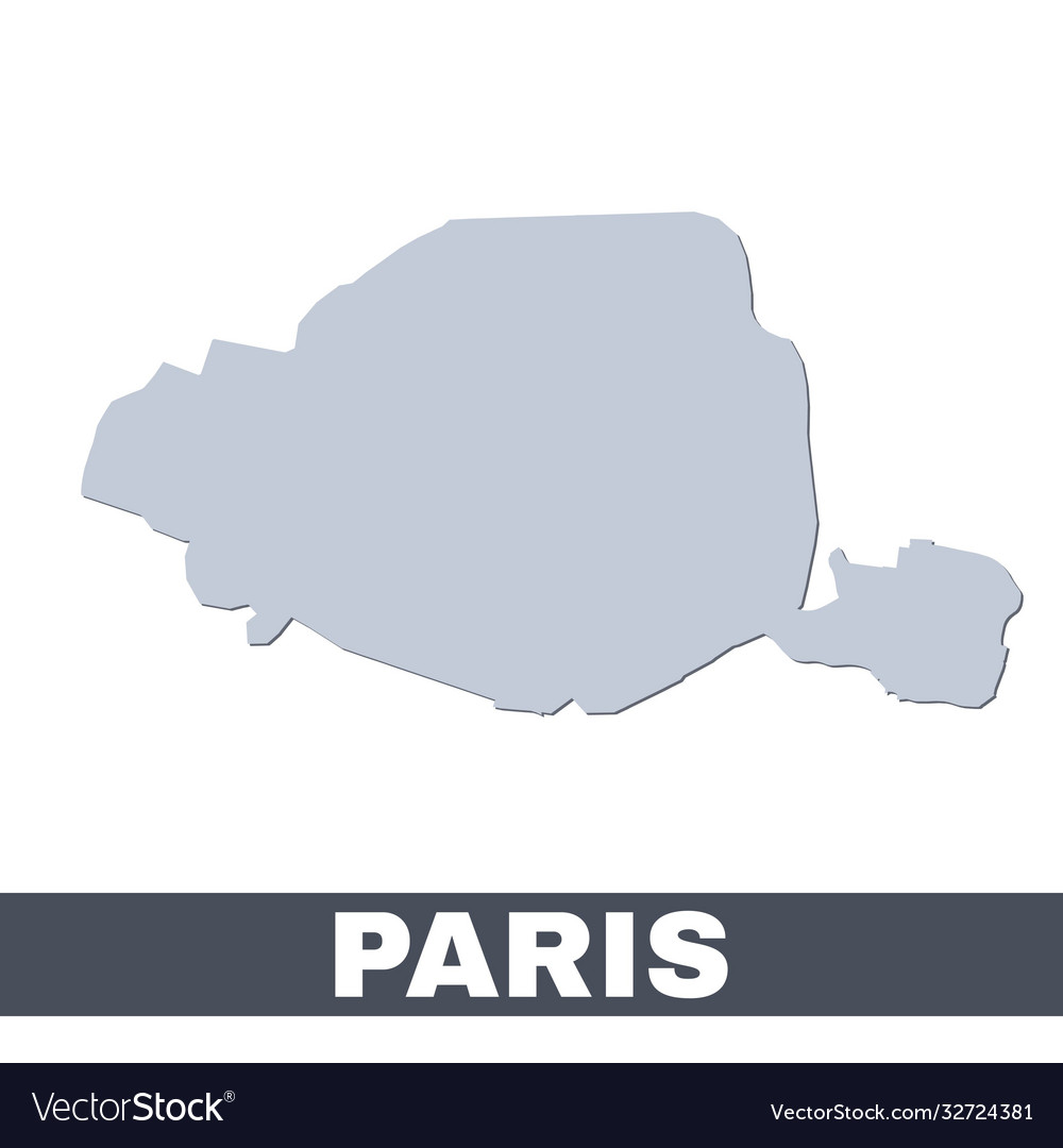 Paris outline map city area borders Royalty Free Vector