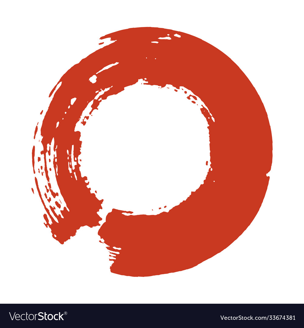 Red brush stroke circle Royalty Free Vector Image