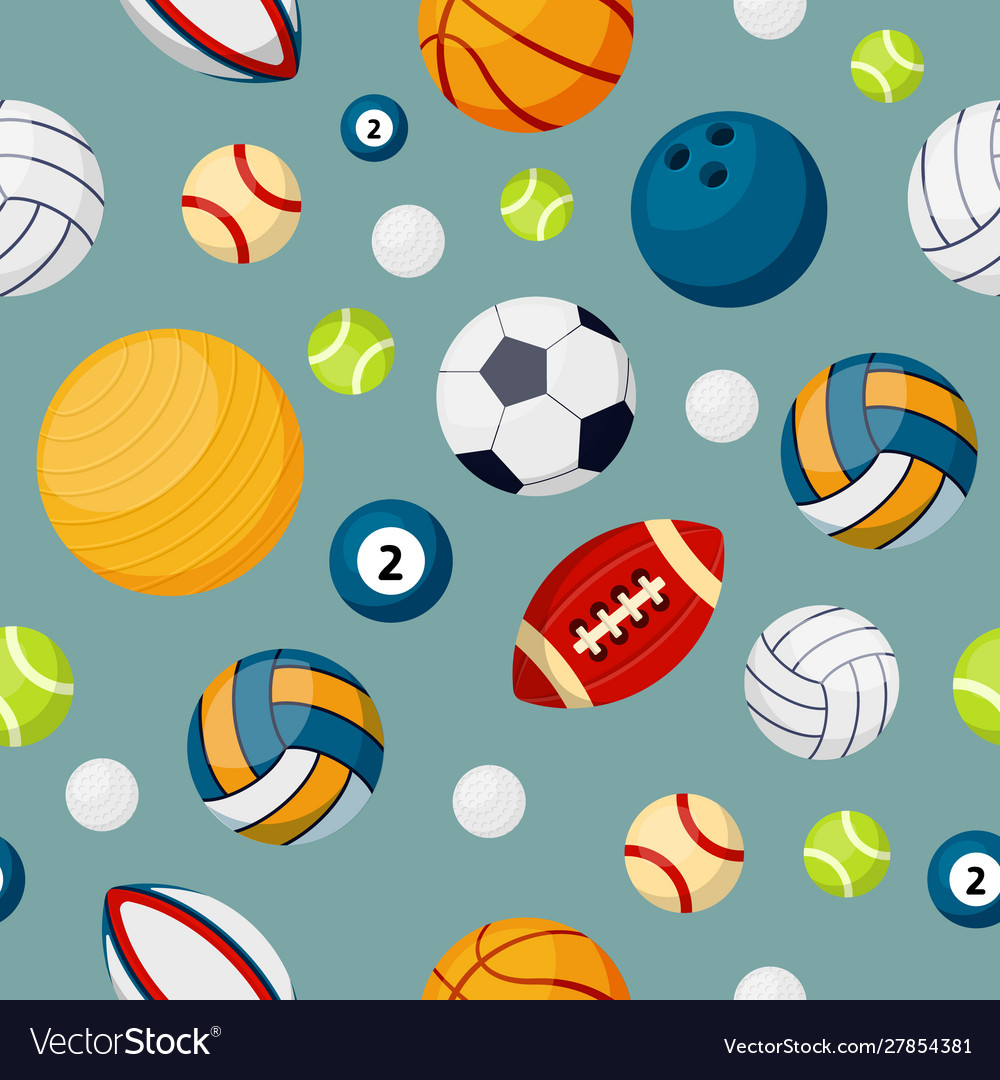 Sport equipment flat colorful seamless Royalty Free Vector