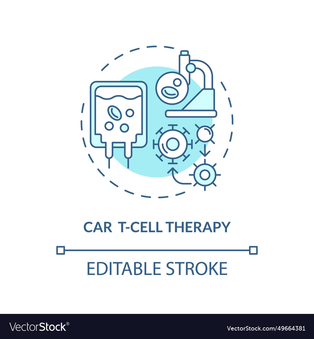 Thin line simple blue car t-cell therapy icon