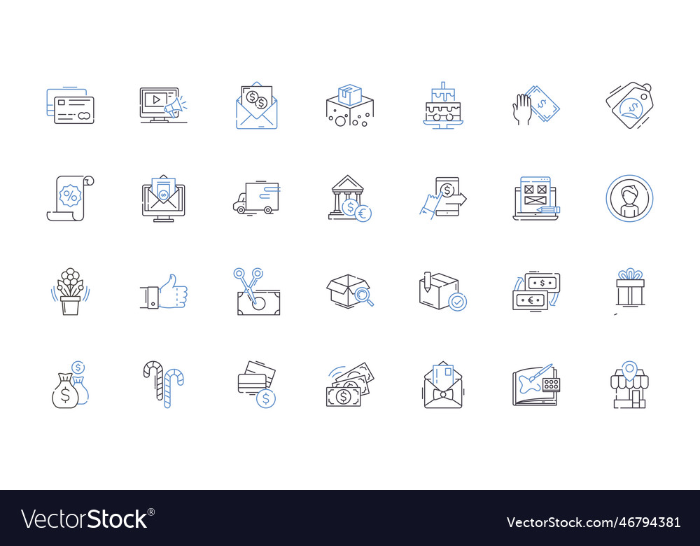 Trading center line icons collection exchange Vector Image