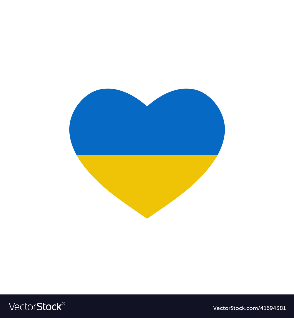 Ukraine flag icon in the shape of heart isolated