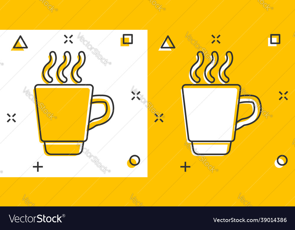 Coffee tea cup icon in comic style mug