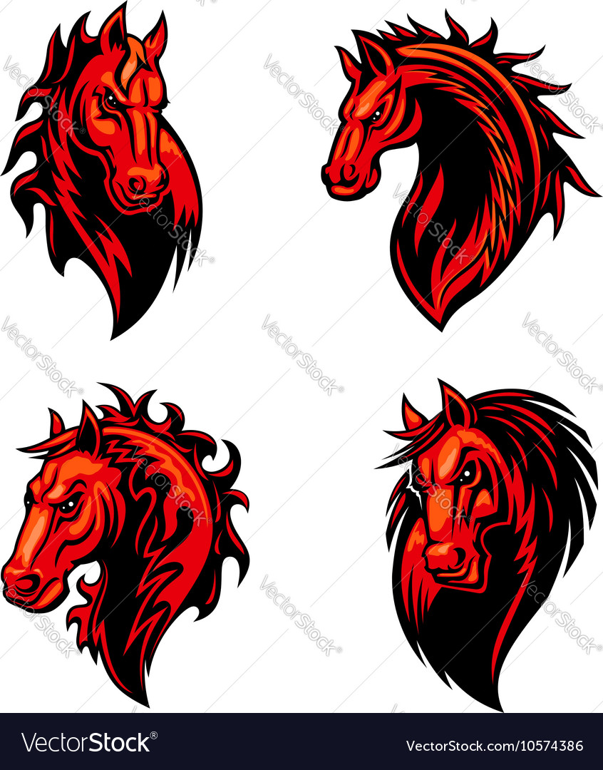 Head horse with flames artwork design Royalty Free Vector