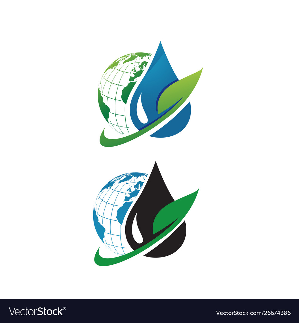 Green leaf global globe logo design