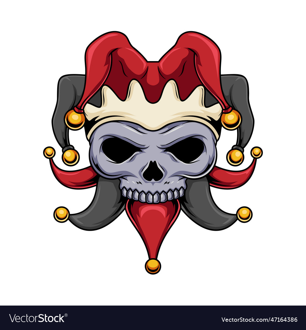 Jester skull graphic mascot character Royalty Free Vector