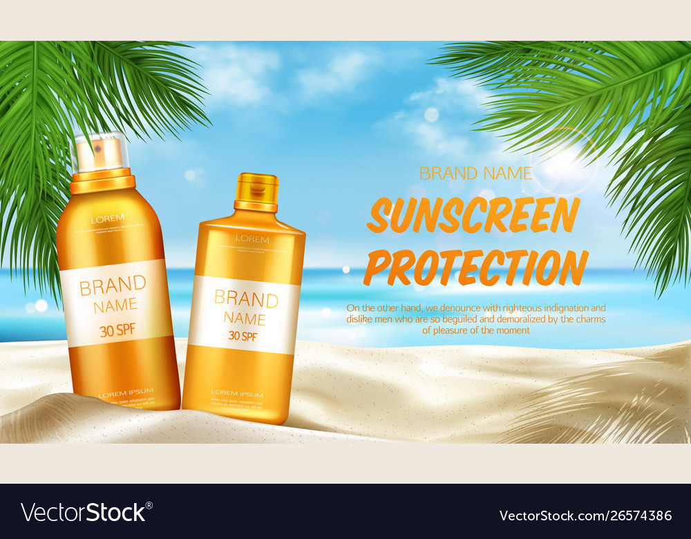 Sunscreen protection cosmetic mock up banner Vector Image