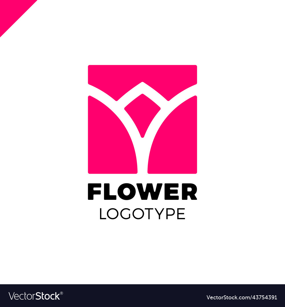 Abstract flower tulip logo in square icon design