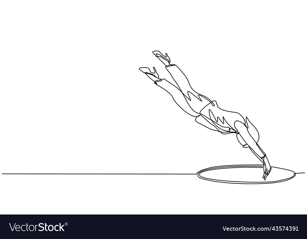 Continuous One Line Drawing Businesswoman Jump Vector Image 5764