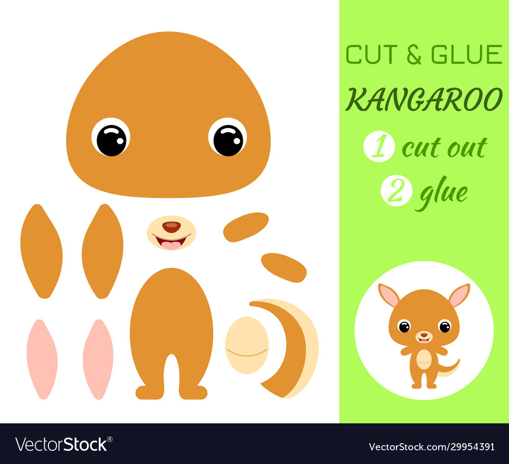 Cut and glue kangaroo educational paper game Vector Image