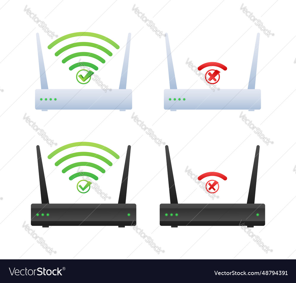 Verschiedene Wifi Router mit Symbolen