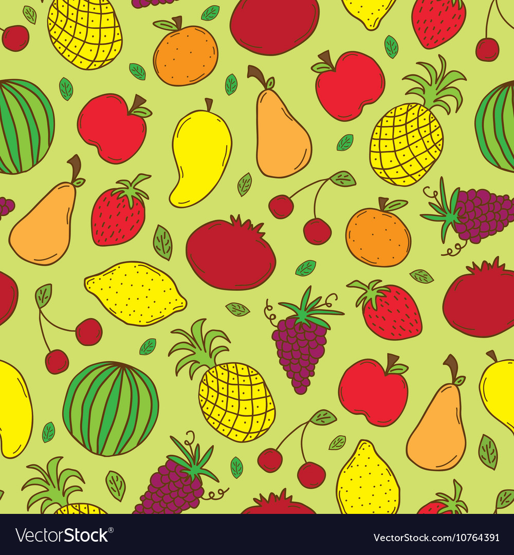 Doodle fruits seamless Royalty Free Vector Image